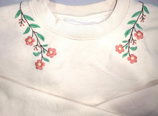 Hand Embroidered Floral Sweatshirt | Minimalist Crewneck