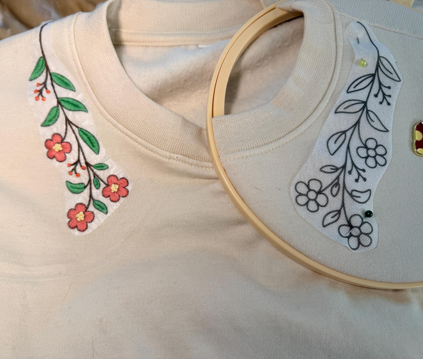 Hand Embroidered Floral Sweatshirt | Minimalist Crewneck