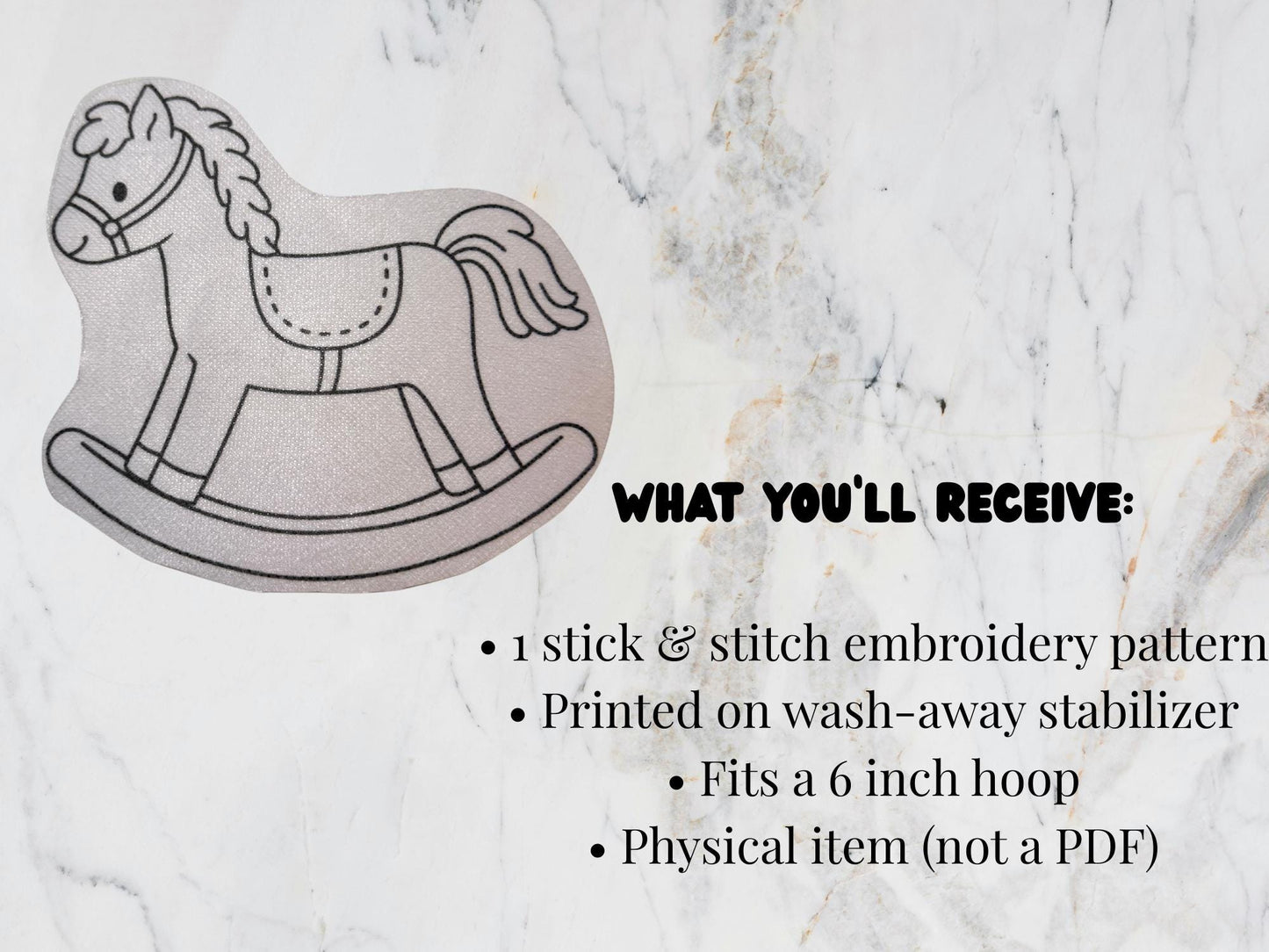 Rocking Horse Stick And Stitch Embroidery Pattern | Beginner Friendly | Wash Away Stabilizer | Hand Embroidery