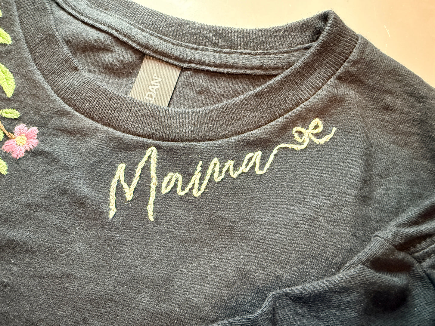 Custom Floral Mama Embroidered Tee – Made to Order