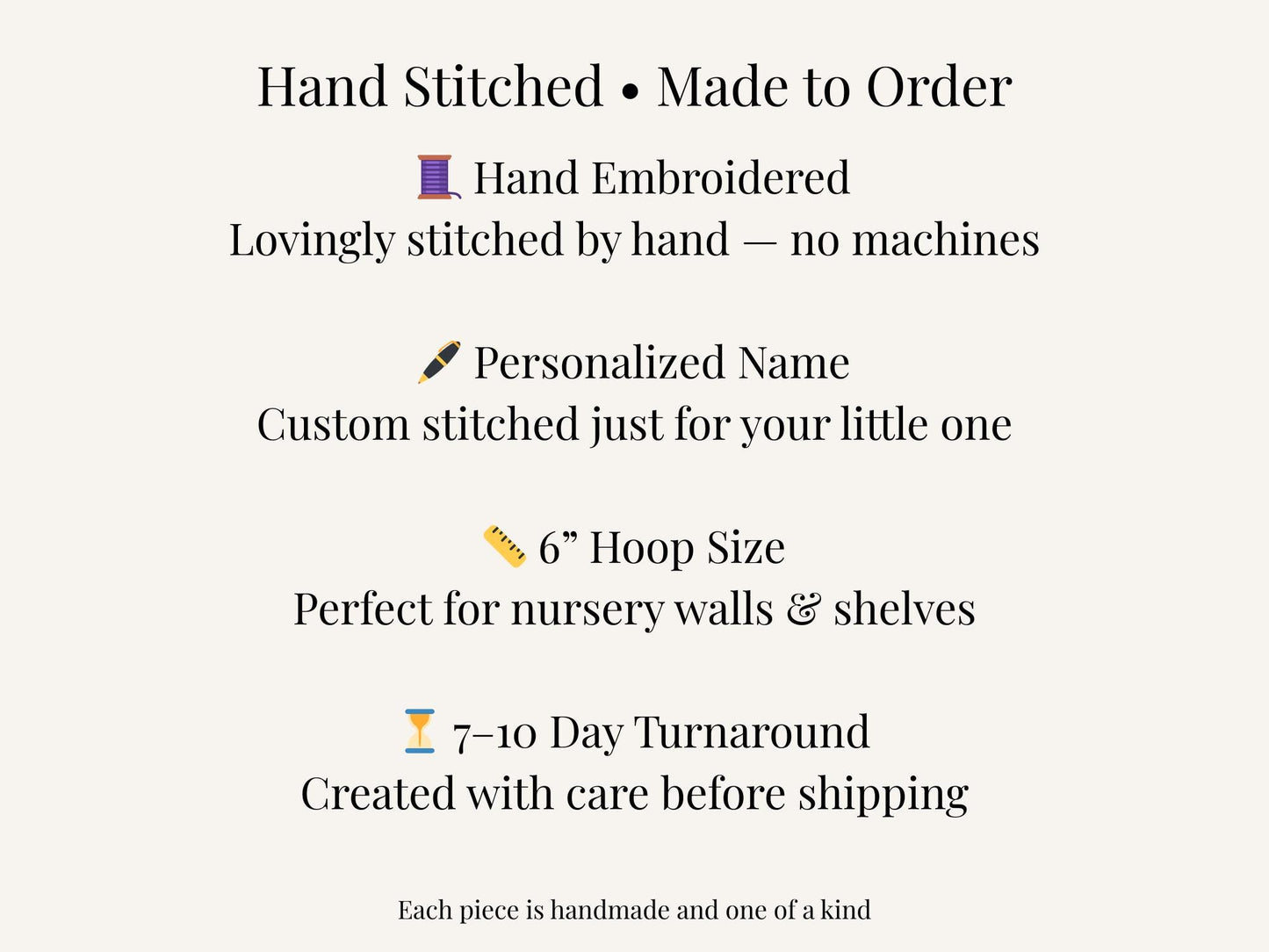 Custom Nursery Name Embroidery Hoop | Hand Stitched Baby Decor